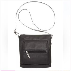 NEW GIANNI BERNINI BLACK LEATHER NAPPA NS CROSSBODY